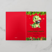 Grappige dinosaurus eten Gnome kerstboom feest cad Folie Wenskaart (Buiten Laag)