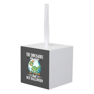 Grappige Dinosaurus Halloween Heks Grafisch Kubus Ornament
