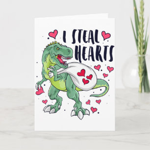 Grappige Dinosaurus Harten Valentijnsdag T-rex Kaart