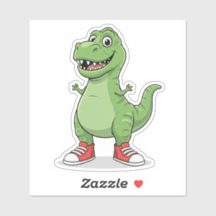 Grappige dinosaurus in sneaker op maat gesneden vi sticker