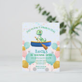 Grappige dinosaurus Kajak Verjaardagsfeestje DIY N Briefkaart (Staand voorkant)