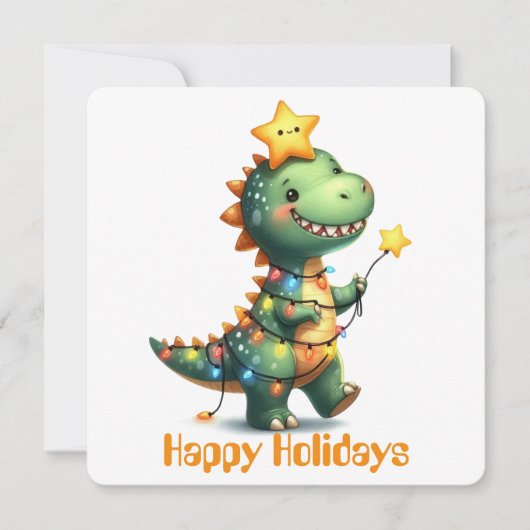 Grappige dinosaurus kerstkaart (Voorkant)