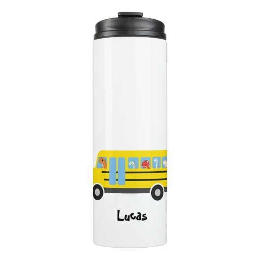 Grappige dinosaurus klaar terug naar school Bus Bo Thermosbeker (Voorkant)