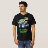 Grappige dinosaurus monster truck t-shirt (Voorkant volledig)