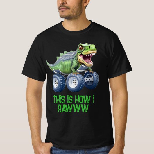 Grappige dinosaurus monster truck t-shirt (Voorkant)