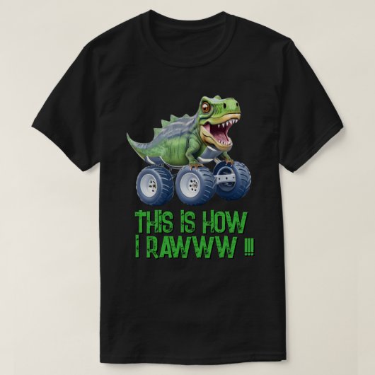Grappige dinosaurus monstertruck Mannen T-shirt (Design voorkant)