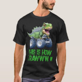 Grappige dinosaurus monstertruck Mannen T-shirt (Voorkant)