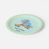 Grappige dinosaurus Skateboard Verjaardagsfeestje  Papieren Bordje (Gekanteld)