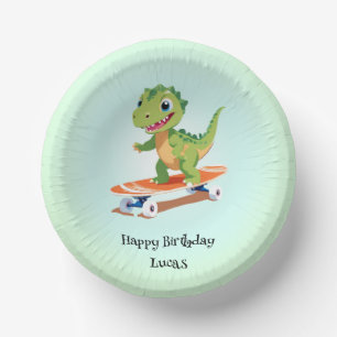 Grappige dinosaurus Skateboard Verjaardagsfeestje Papieren Kommen