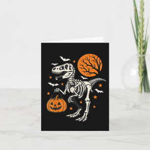 Grappige dinosaurus skelet Halloween pompoen truc Kaart