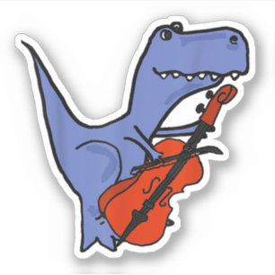Grappige dinosaurus speelt cello sticker