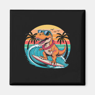 Grappige Dinosaurus Surfplank Strand Zomer Surfen Magneet