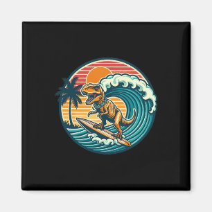 Grappige Dinosaurus Surfplank Strand Zomer Surfen Magneet
