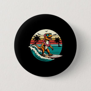 Grappige Dinosaurus Surfplank Strand Zomer Surfen  Ronde Button 5,7 Cm