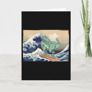 Grappige dinosaurus, T Rex surfen, dinosaurus kuns Kaart