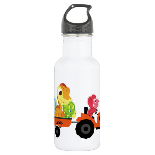 Grappige dinosaurus tractor jongens School Verjaar Waterfles