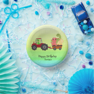 Grappige dinosaurus tractor Verjaardagsfeestje DIY Papieren Kommen