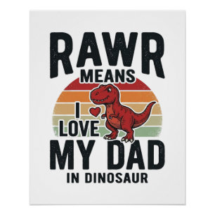 Grappige dinosaurus vader RAWR vintage shirt ontwe Perfect Poster