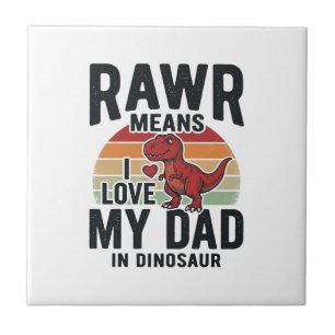 Grappige dinosaurus vader RAWR vintage shirt ontwe Tegeltje