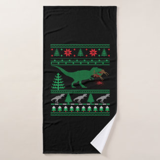 GRAPPIGE DINOSAURUSBOOM REX MET KERSTVERLICHTING T BADHANDDOEK