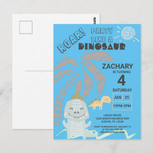 Grappige dinosaurusbrul uitnodiging voor kinderver