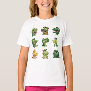 Grappige Dinosaurusgezichten – Schattige Cartoon D T-shirt