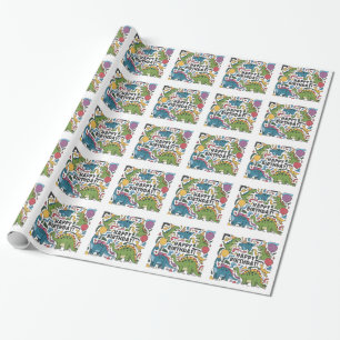 Grappige dinosaurussen en ballonnen Happy Birthday Cadeaupapier
