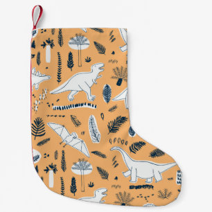 grappige dinosaurussen met palmbladeren kleine kerstsok