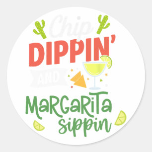 Grappige Dippin' en Margarita Sippin' Cinco de May Ronde Sticker
