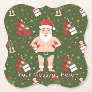 Grappige Dirty Santa Christmas Collectie Papieren Kartonnen Onderzetters