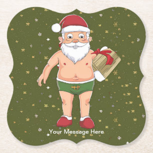 Grappige Dirty Santa Christmas Collectie Papieren Kartonnen Onderzetters