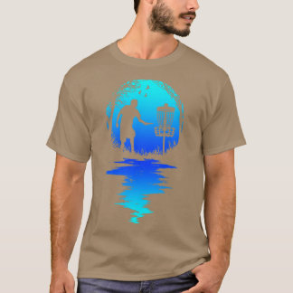 Grappige Disc Golf Speler Retro Zonsondergang Silh T-shirt