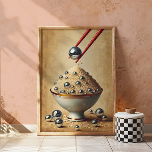 Grappige Disco Rijst Poster Surrealistische Keuk
