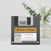 Grappige diskette 80s 90s bruiloft kaart (Staand voorkant)