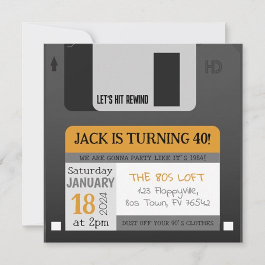 Grappige diskette 80s 90s Verjaardag uitnodiging (Voorkant)