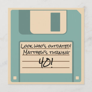 Grappige diskette verouderde feestuitnodiging kaart
