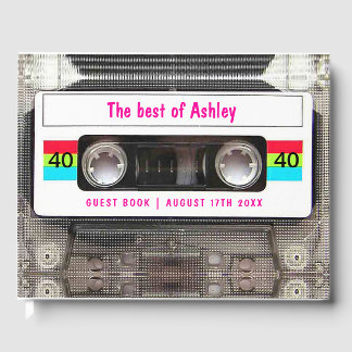 Grappige DJ 80s Cassettebandje 40th Birthday gast Gastenboek