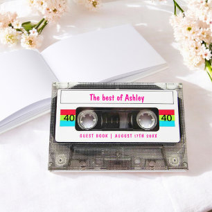 Grappige DJ 80s Cassettebandje 40th Birthday gast Gastenboek