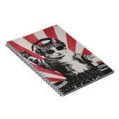 Grappige DJ Cat Disco Sound Tech Hoofdtelefoon Muz Notitieboek (Rechterzijde)