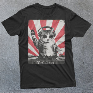 Grappige DJ Cat Disco Sound Tech Hoofdtelefoon Muz T-shirt