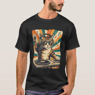 Grappige DJ Kat Disco Koptelefoon Muziek Feest Lie T-shirt
