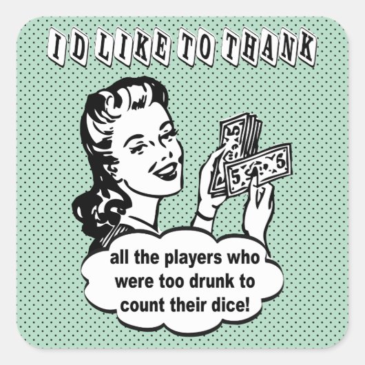 Grappige dobbelstenen - ik wil bedanken vierkante sticker (Voorkant)