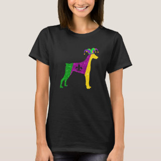 Grappige Dobermann Hond Mardi Gras Feest Masker Kr T-shirt