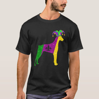 Grappige Dobermann-hond Mardi Gras-feestmasker kra T-shirt