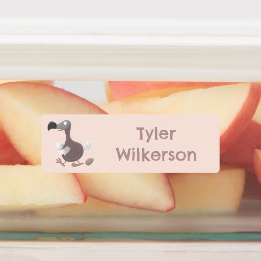 Grappige dodo vogel cartoon gepersonaliseerd labels (Aangebracht)