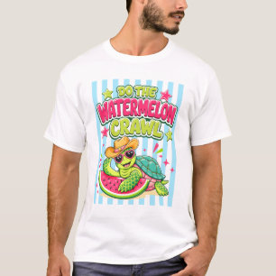 Grappige Doe De Watermeloen Kruip Gestreepte Schil T-shirt