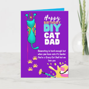 Grappige doe-het-zelf CAT DAD Verjaardag - Dol op Kaart