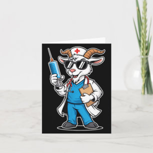 Grappige Dokter Geit Verpleegster Spuit Cartoon Kaart