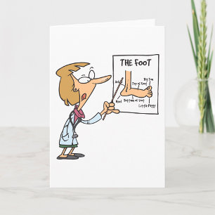 Grappige dokter leert voet anatomie kaart