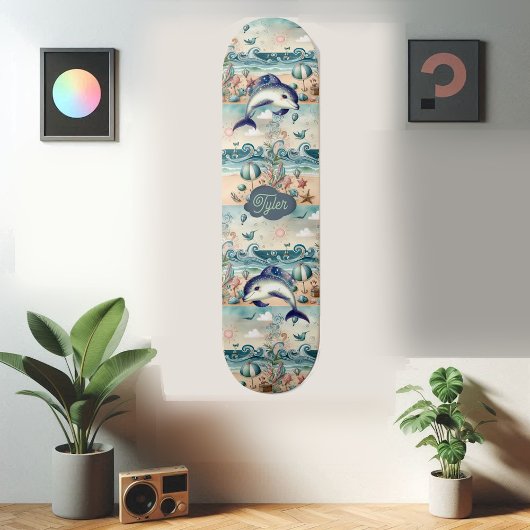 Grappige Dolfijn Boho Ocean Waves Strand Tropisch Skateboard
